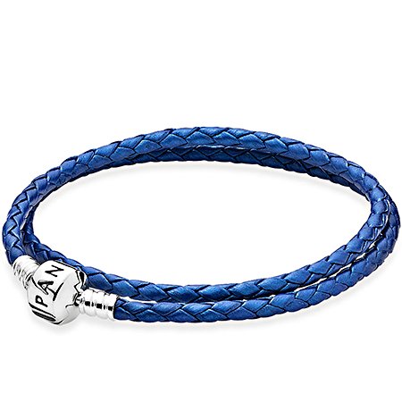 Браслет Pandora шкіряний подвійний синій 590705CDB-D