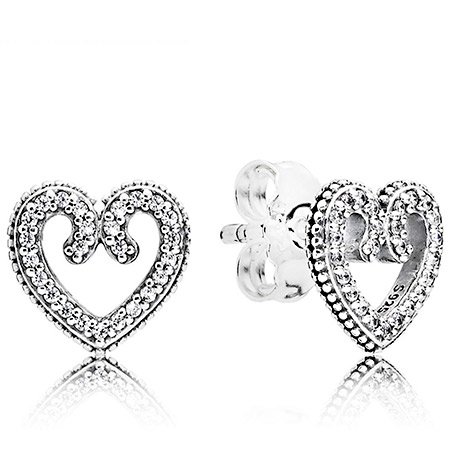 Сережки PANDORA Ажурні серця 297099CZ