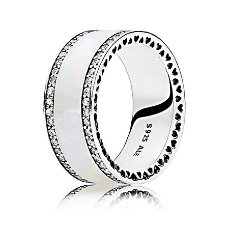 Каблучка Серця Pandora Біла Емаль 191024EN23